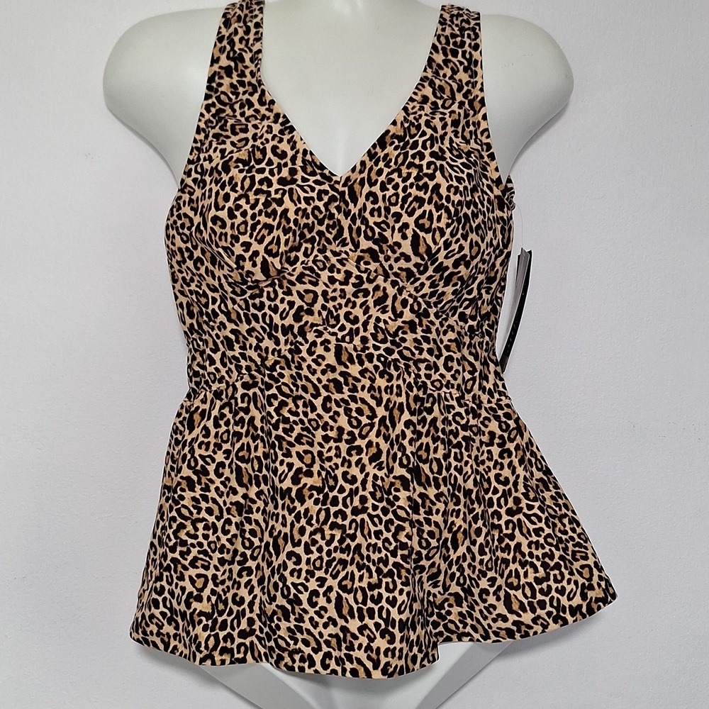 Maxine of Hollywood Leopard Print Tankini Swim Top